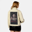 waitingforthecoffee patch on female atelier canvas jacket in tan