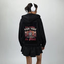 waitinginhell patch on female essential zip hoodie in after hours
