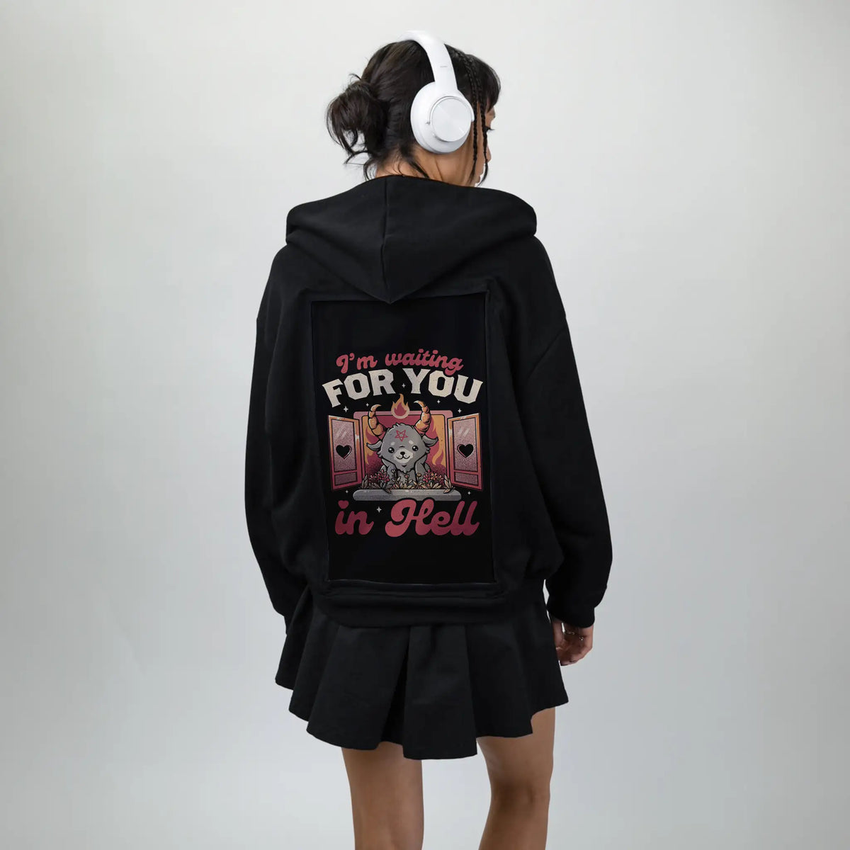 waitinginhell patch on female essential zip hoodie in after hours