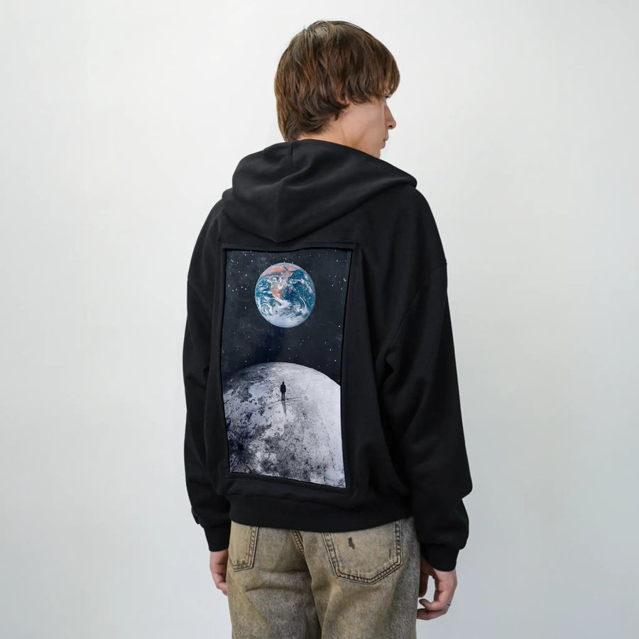 walkingon patch on male essential zip hoodie in after hours