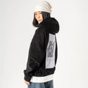 walkingtall patch on female retro cord hoodie in onyx