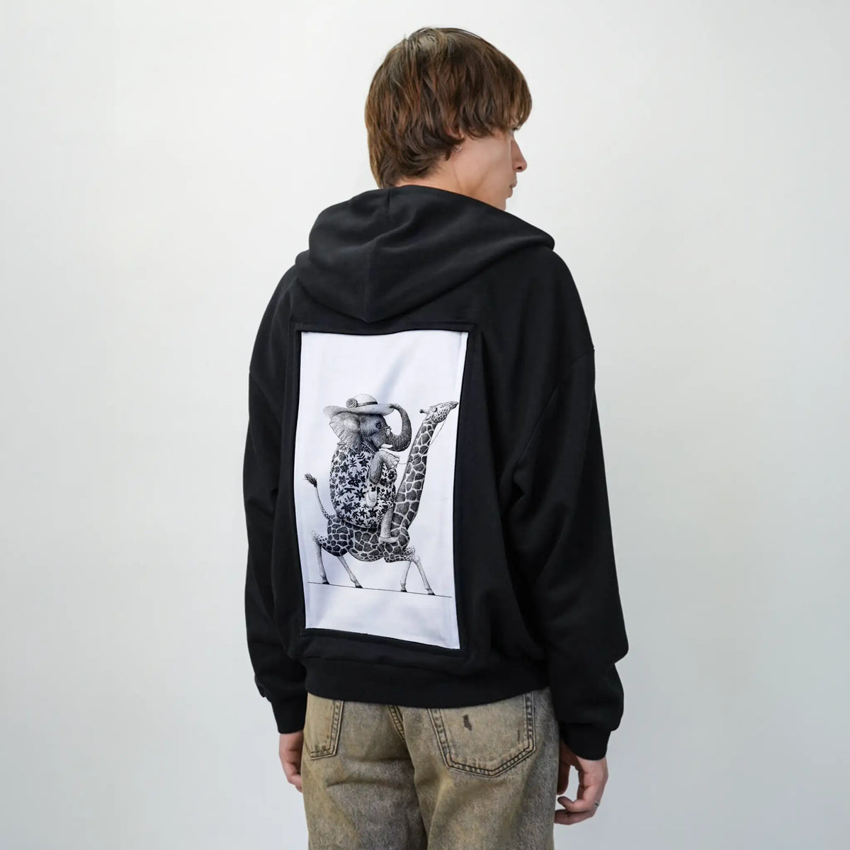 walkingtall patch on male essential zip hoodie in after hours