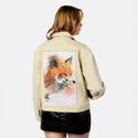 watercolorfox patch on female atelier canvas jacket in tan