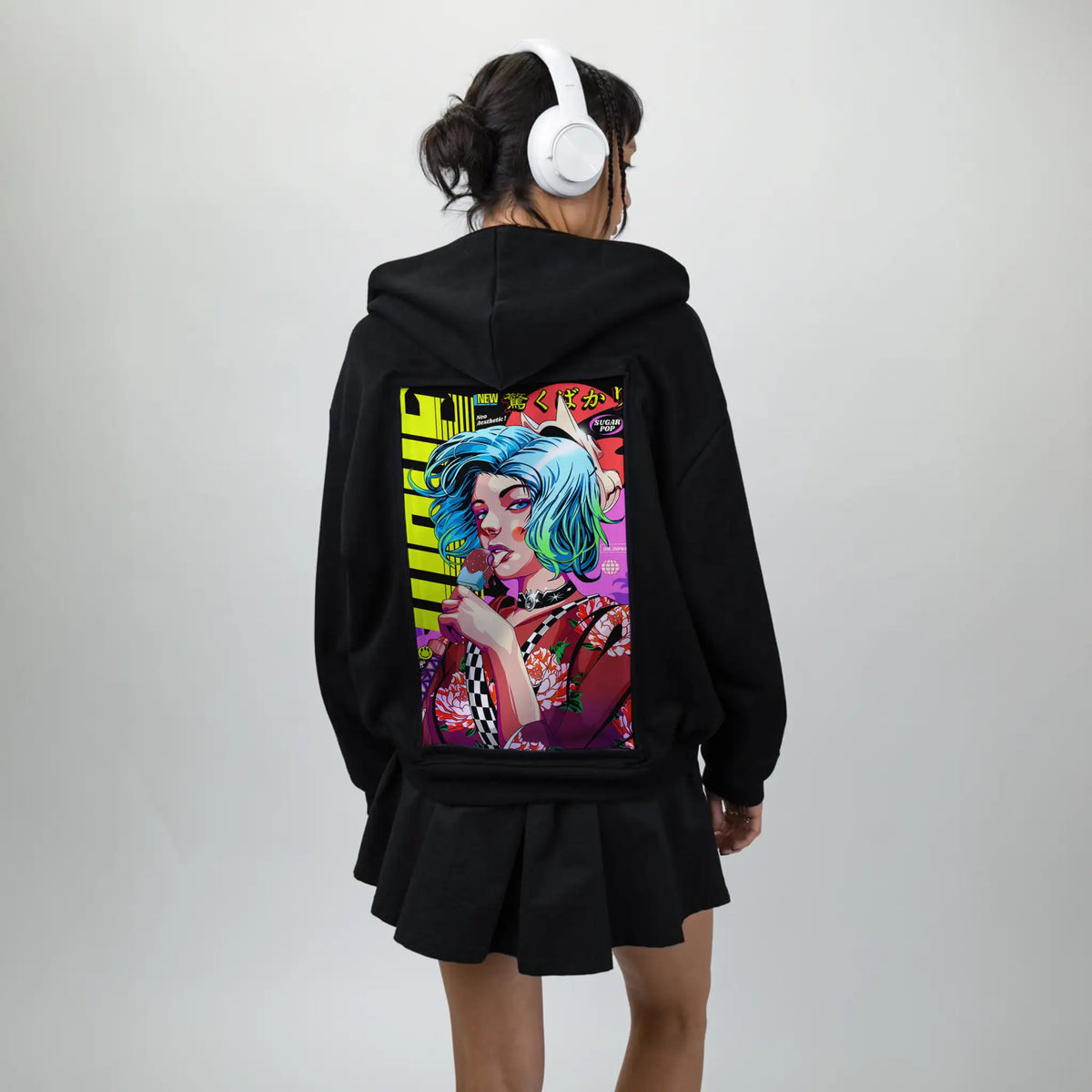 wavegeisha patch on female essential zip hoodie in after hours