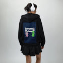 wedontbelieve patch on female essential zip hoodie in after hours