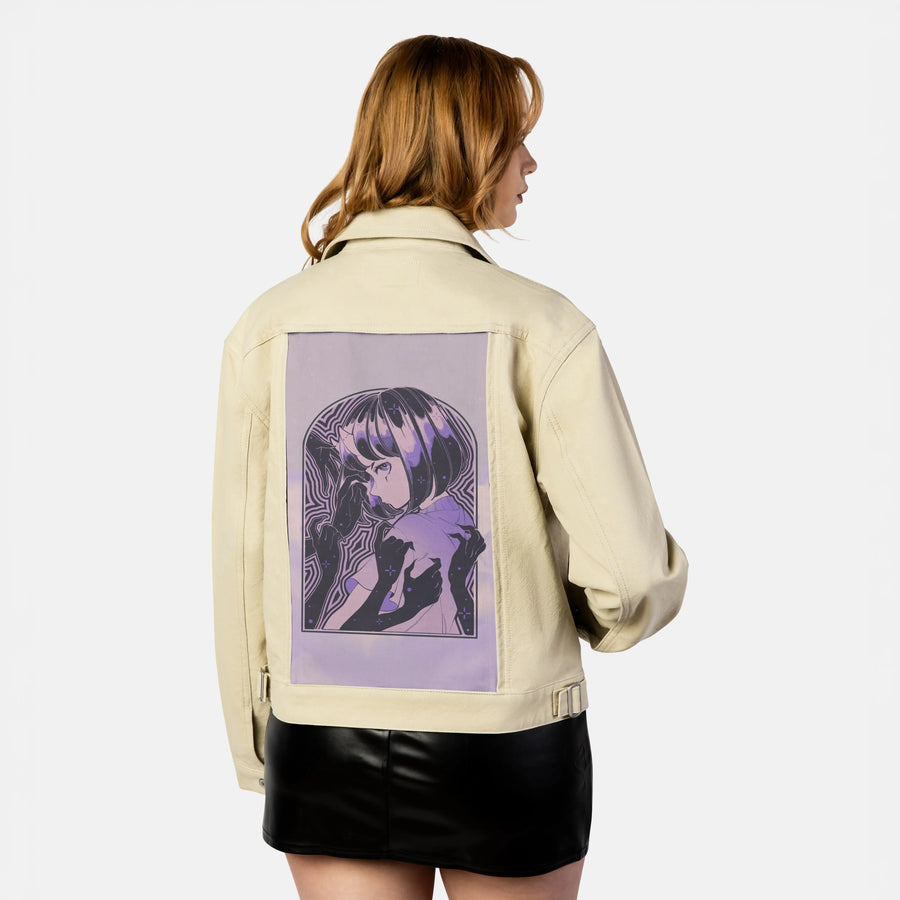 weighdown patch on female atelier canvas jacket in tan