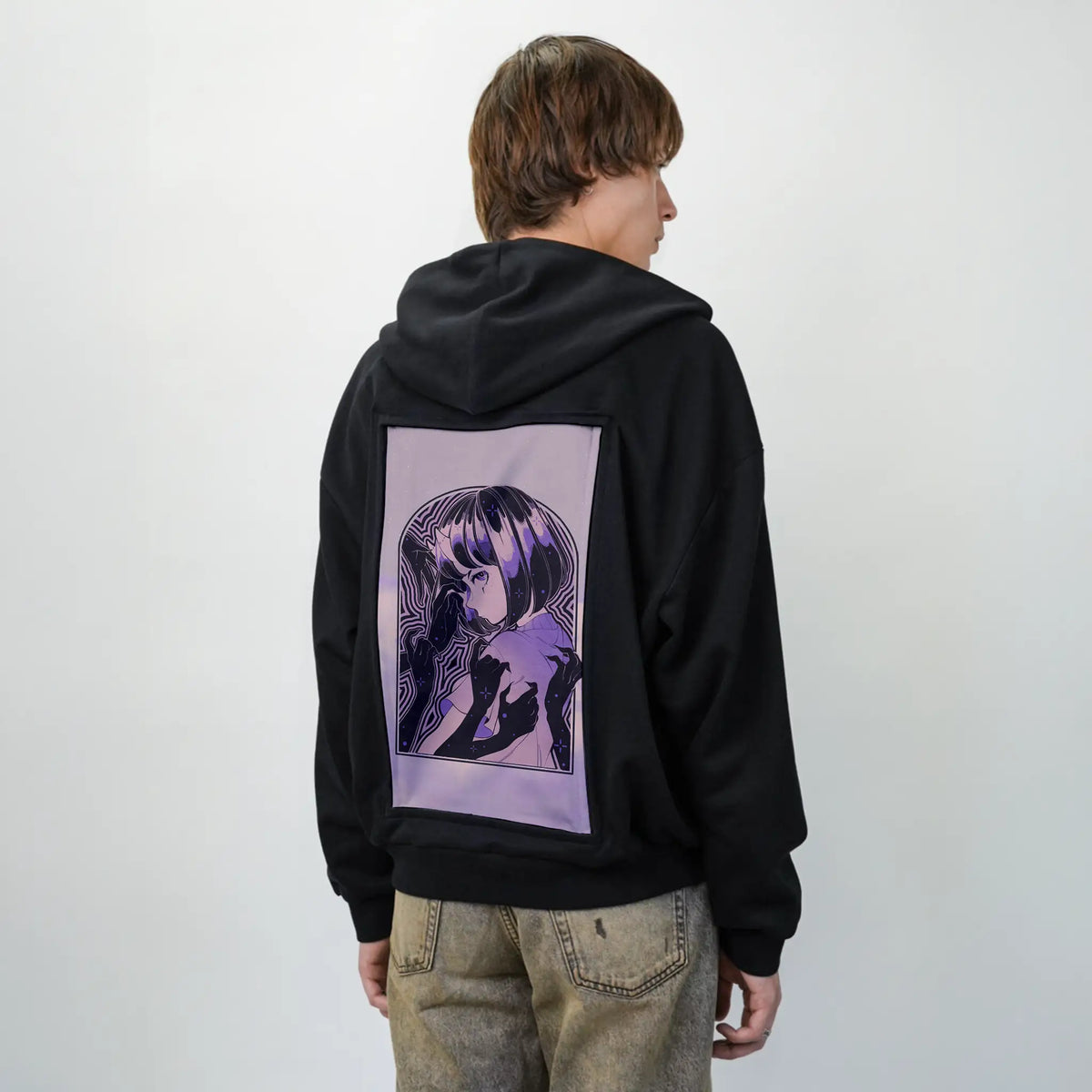 weighdown patch on male essential zip hoodie in after hours