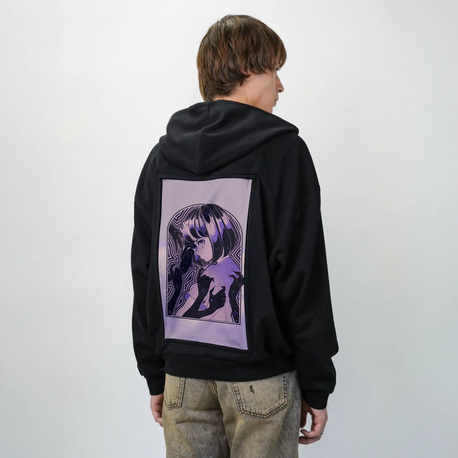 weighdown patch on male essential zip hoodie in after hours