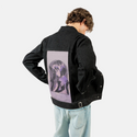 weighdown patch on male og denim jacket in raven
