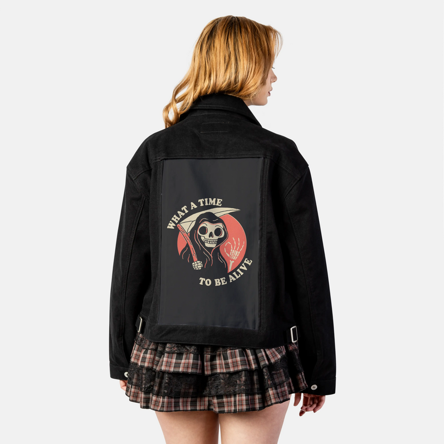 whatatimetobealive patch on female atelier canvas jacket in nightfall