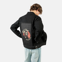 whatatimetobealive patch on male og denim jacket in raven