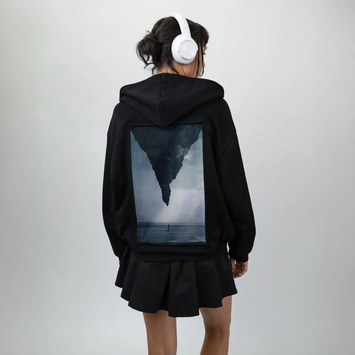 whatif patch on female essential zip hoodie in after hours