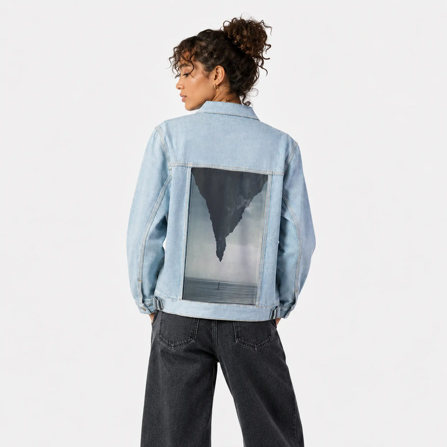 whatif patch on female og denim jacket in oceanside