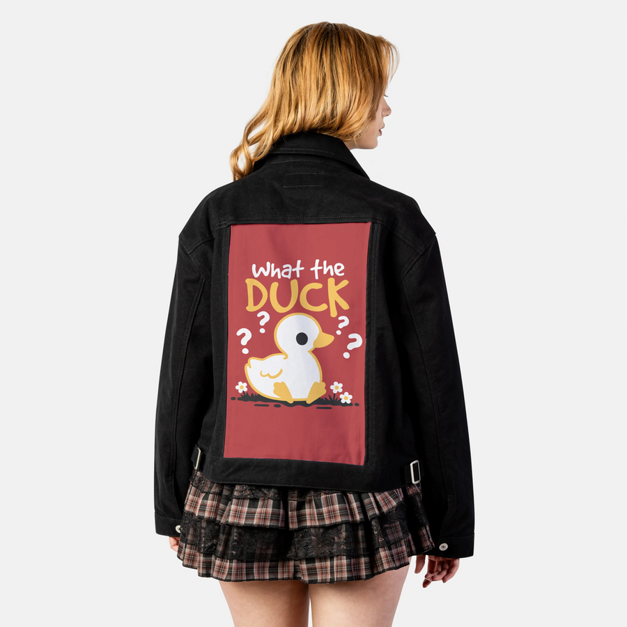 whattheduck patch on female atelier canvas jacket in nightfall
