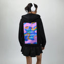 whatthisworldneeds patch on female essential zip hoodie in after hours
