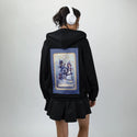 wheeloffortune patch on female essential zip hoodie in after hours