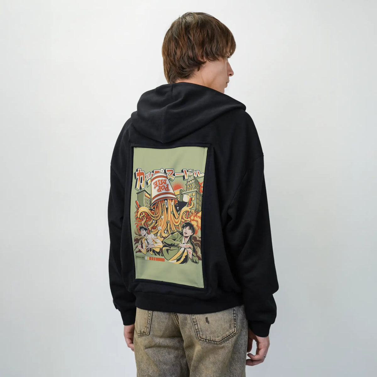 whennoodlesattack patch on male essential zip hoodie in after hours