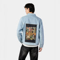 whennoodlesattack patch on male og denim jacket in oceanside