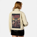 wickedwhiskers patch on female atelier canvas jacket in tan
