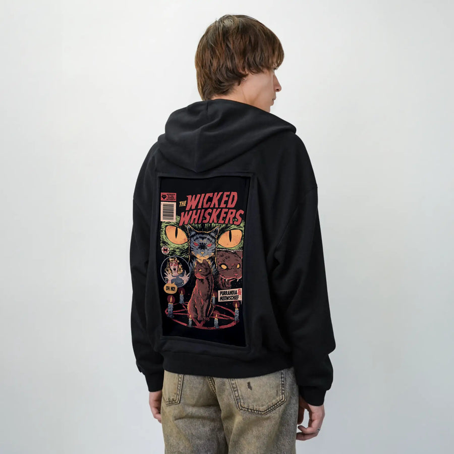 wickedwhiskers patch on male essential zip hoodie in after hours