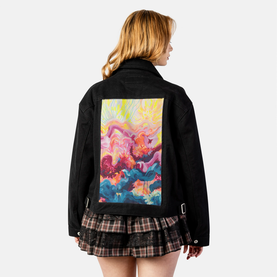 wildfire patch on female atelier canvas jacket in nightfall