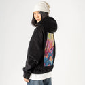 wildfire patch on female retro cord hoodie in onyx