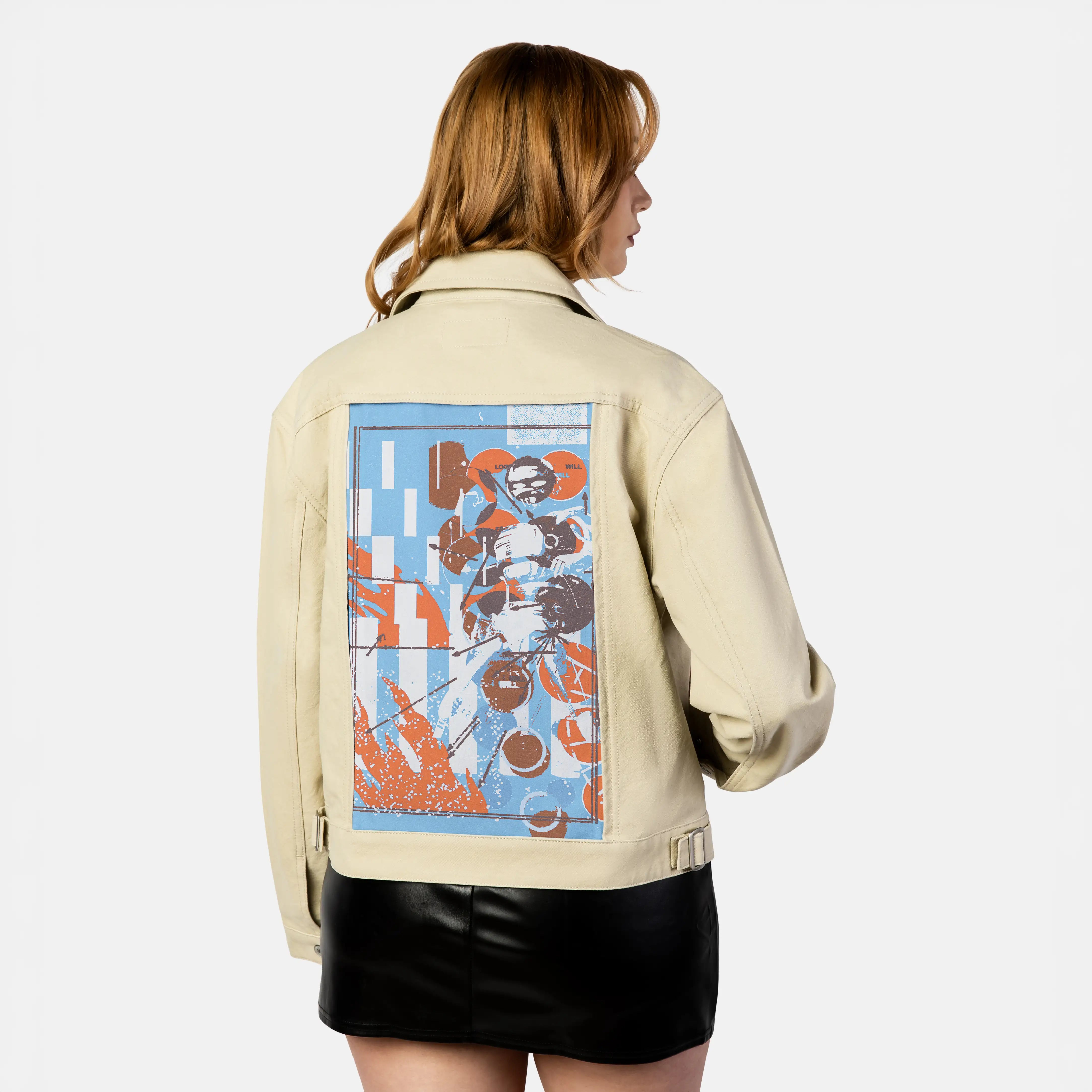 will patch on female atelier canvas jacket in tan