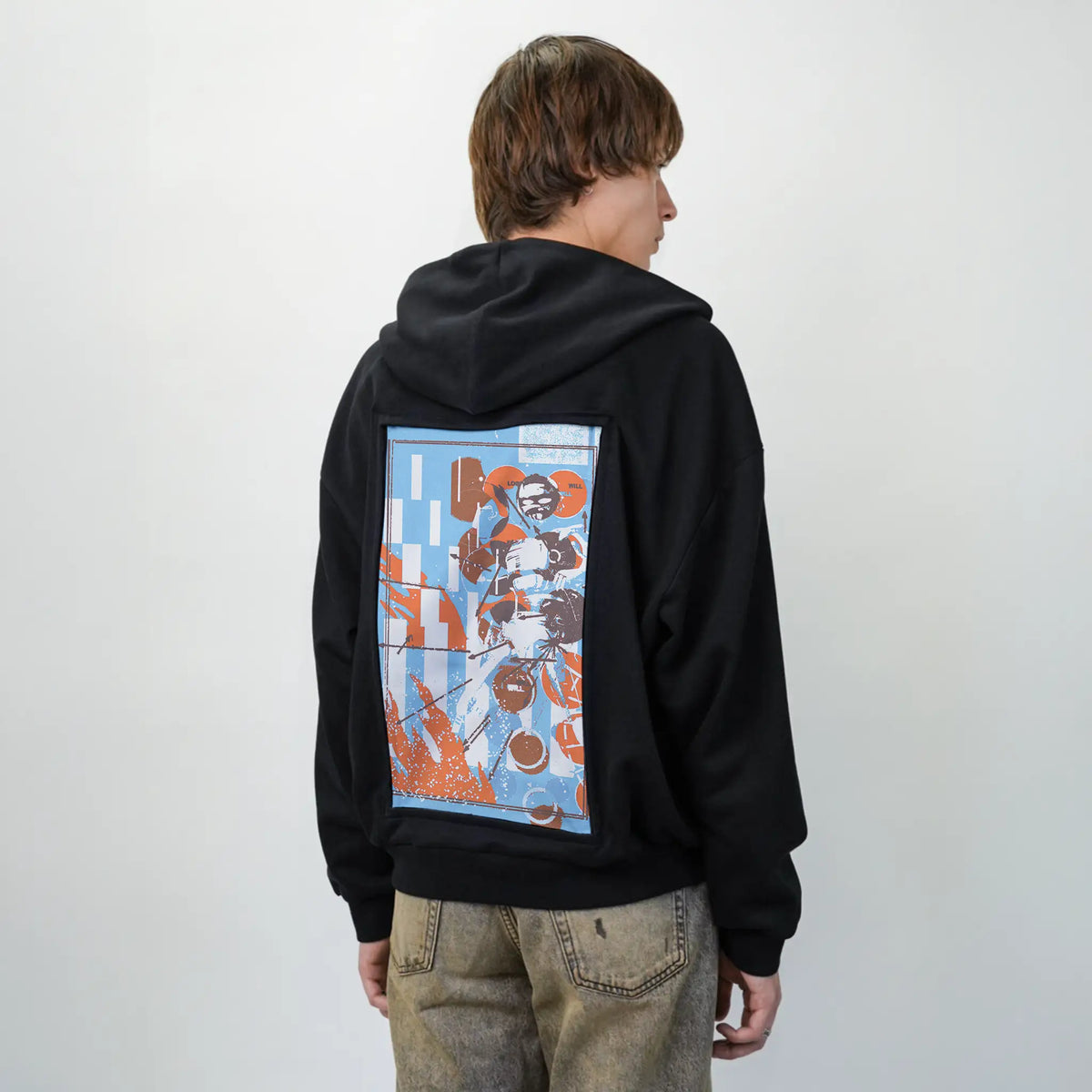 will patch on male essential zip hoodie in after hours
