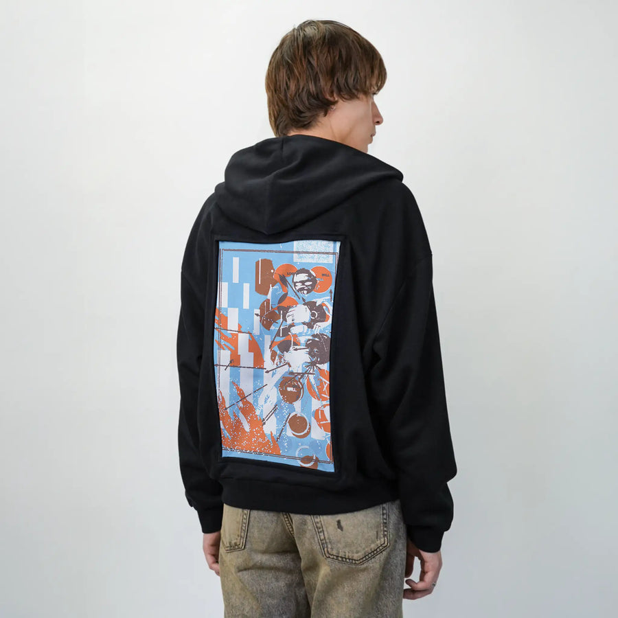 will patch on male essential zip hoodie in after hours