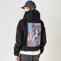 will patch on male retro cord hoodie in onyx