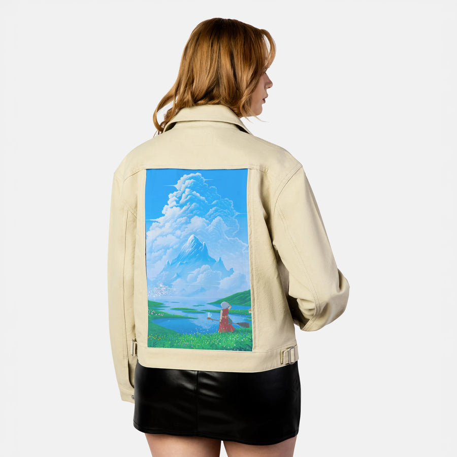 witchandthecity patch on female atelier canvas jacket in tan