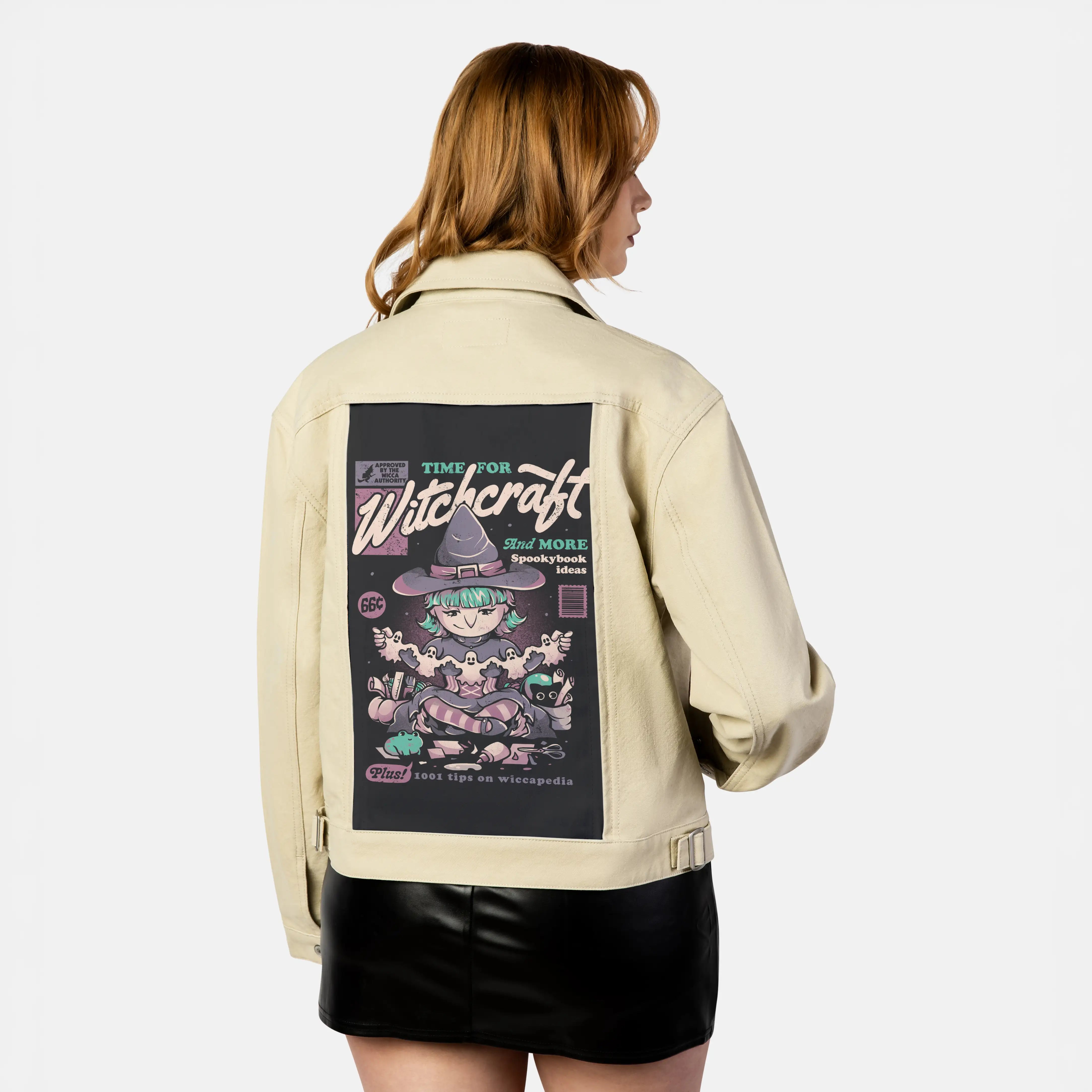 witchcraft patch on female atelier canvas jacket in tan