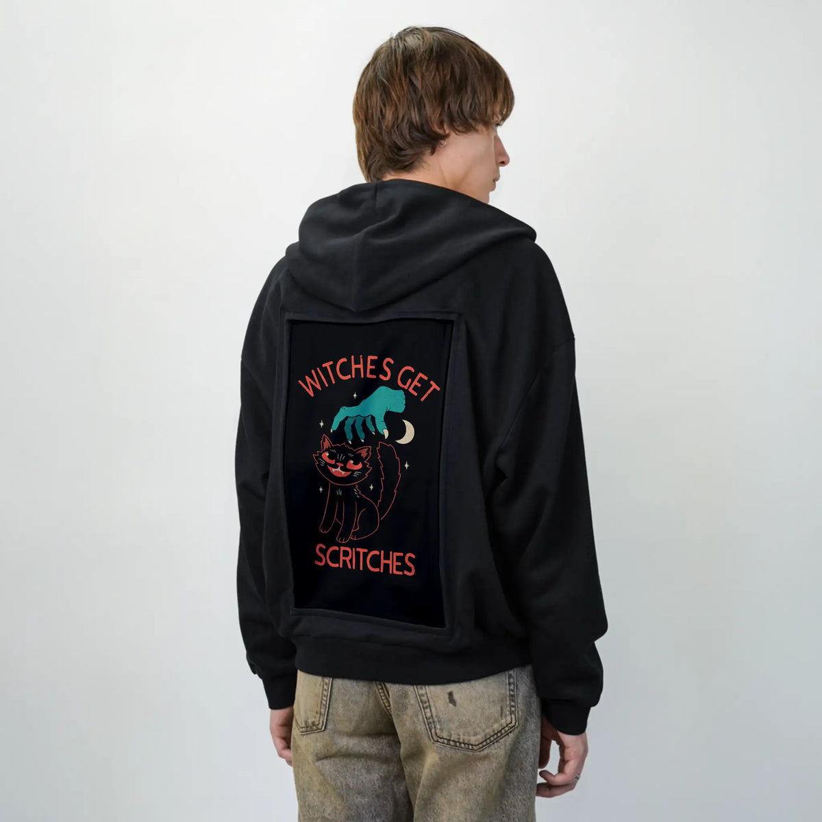 witchesgetscritches patch on male essential zip hoodie in after hours