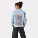 witchgirl patch on female og denim jacket in oceanside