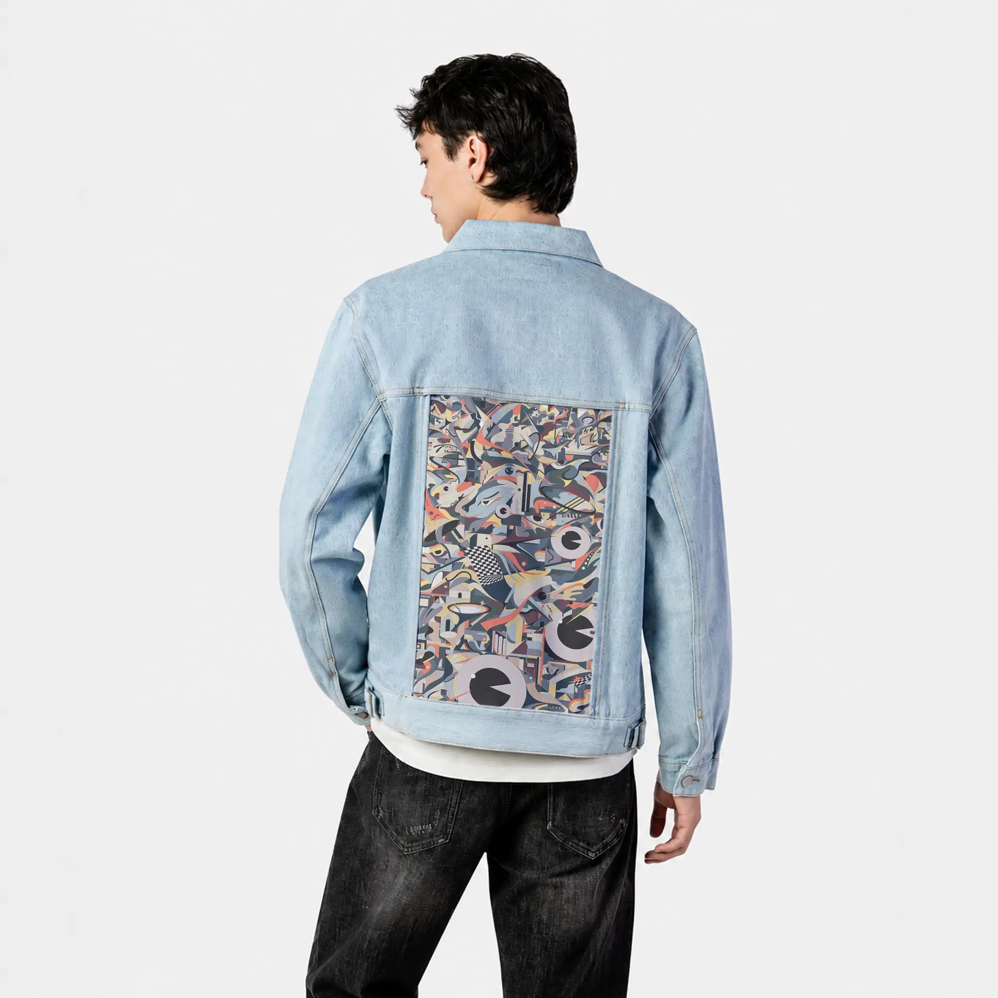 witness patch on male og denim jacket in oceanside