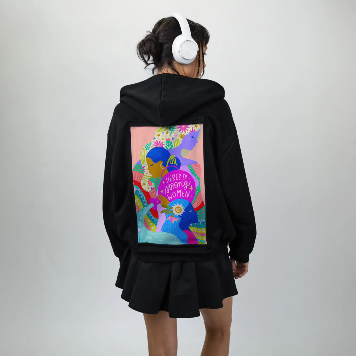 womensupporting patch on female essential zip hoodie in after hours