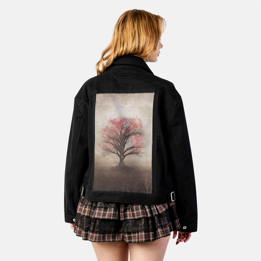 wondertree patch on female atelier canvas jacket in nightfall
