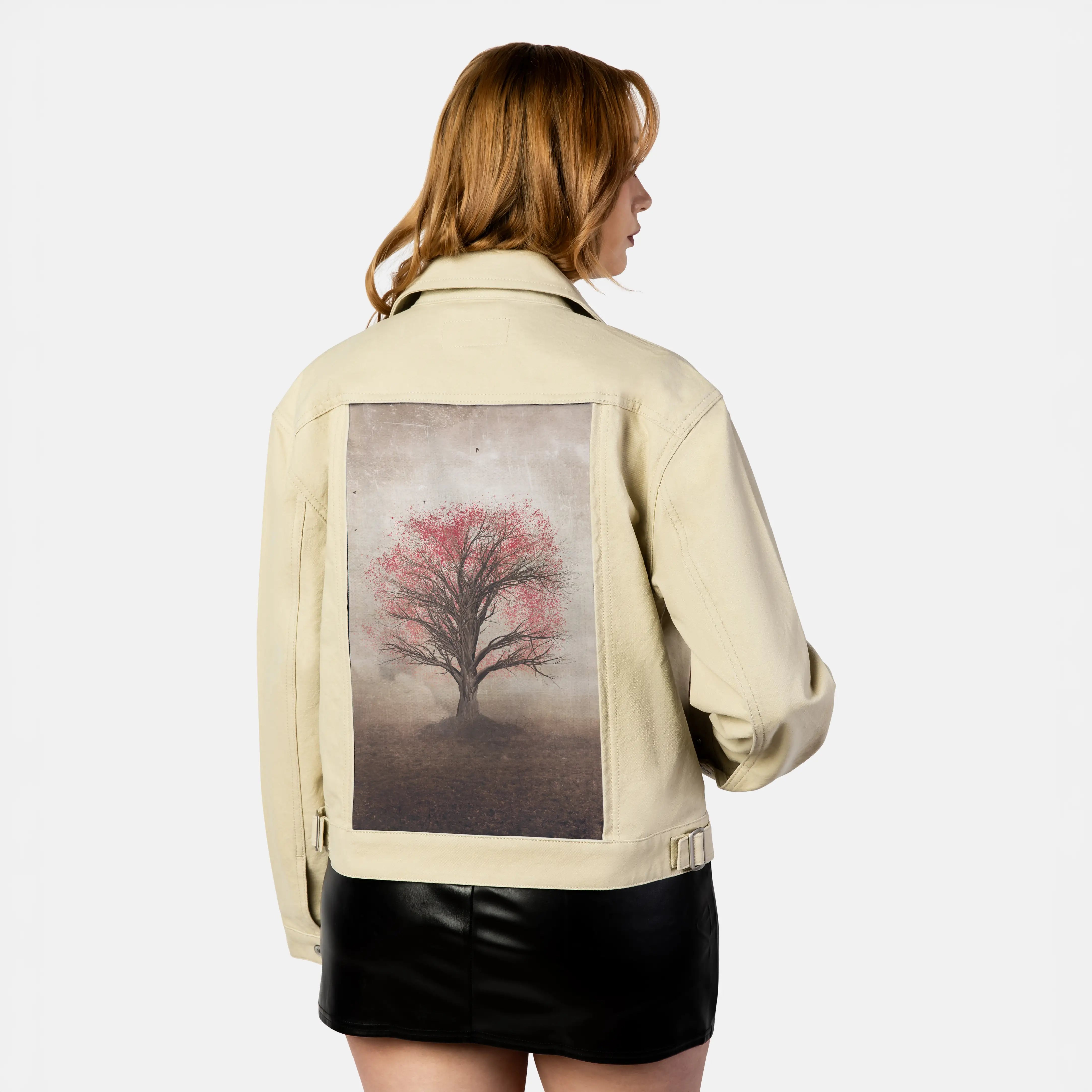 wondertree patch on female atelier canvas jacket in tan