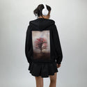 wondertree patch on female essential zip hoodie in after hours
