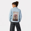 wondertree patch on female og denim jacket in oceanside
