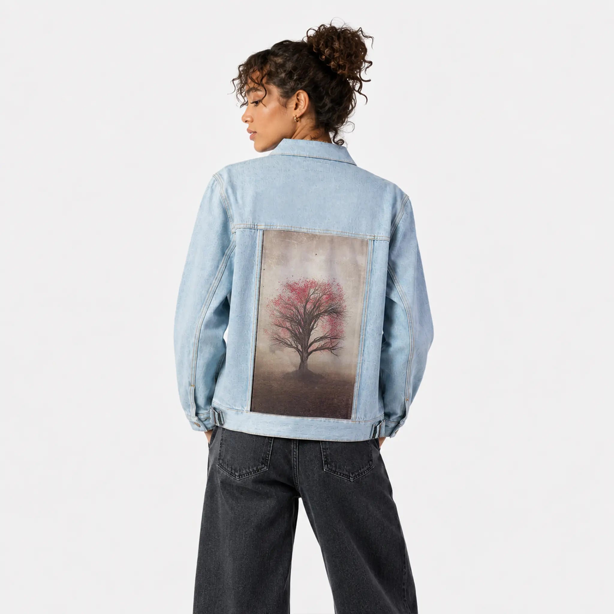 wondertree patch on female og denim jacket in oceanside