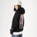 wondertree patch on female retro cord hoodie in onyx