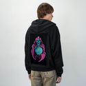 worlddomination patch on male essential zip hoodie in after hours