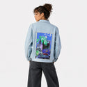y2k2005 patch on female og denim jacket in oceanside