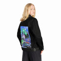 y2k2005 patch on female og denim jacket in raven