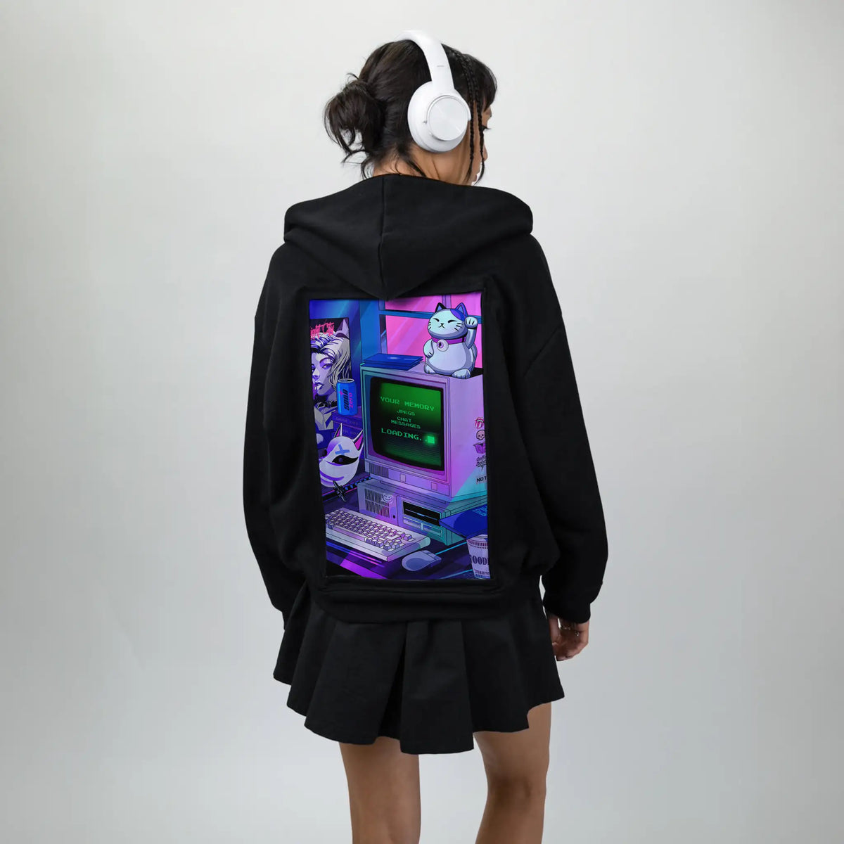 y2kdeadtech patch on female essential zip hoodie in after hours