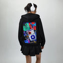y2kmusic patch on female essential zip hoodie in after hours