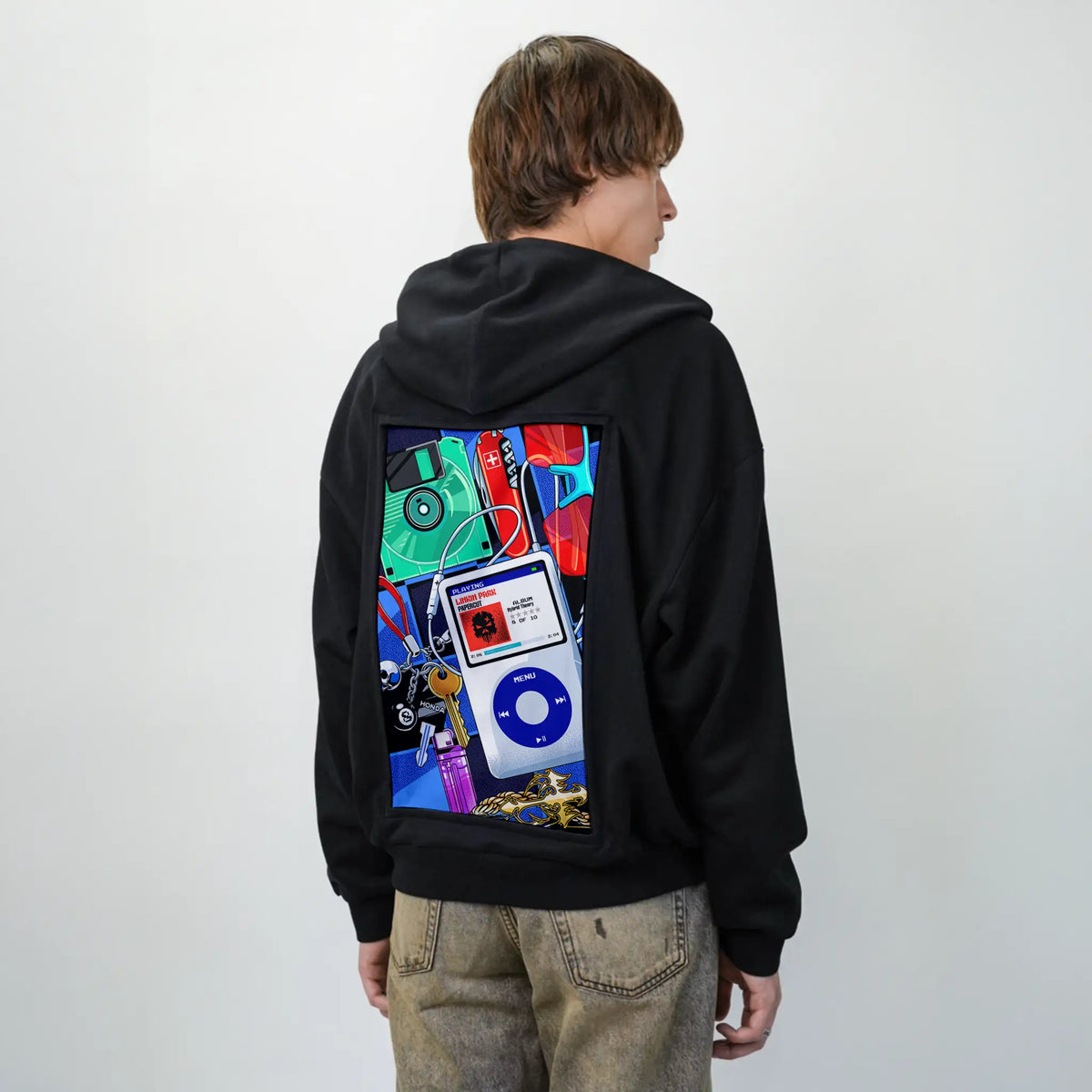 y2kmusic patch on male essential zip hoodie in after hours