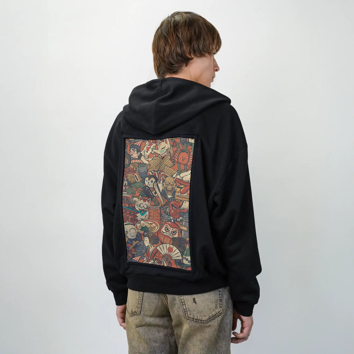 yamato patch on male essential zip hoodie in after hours