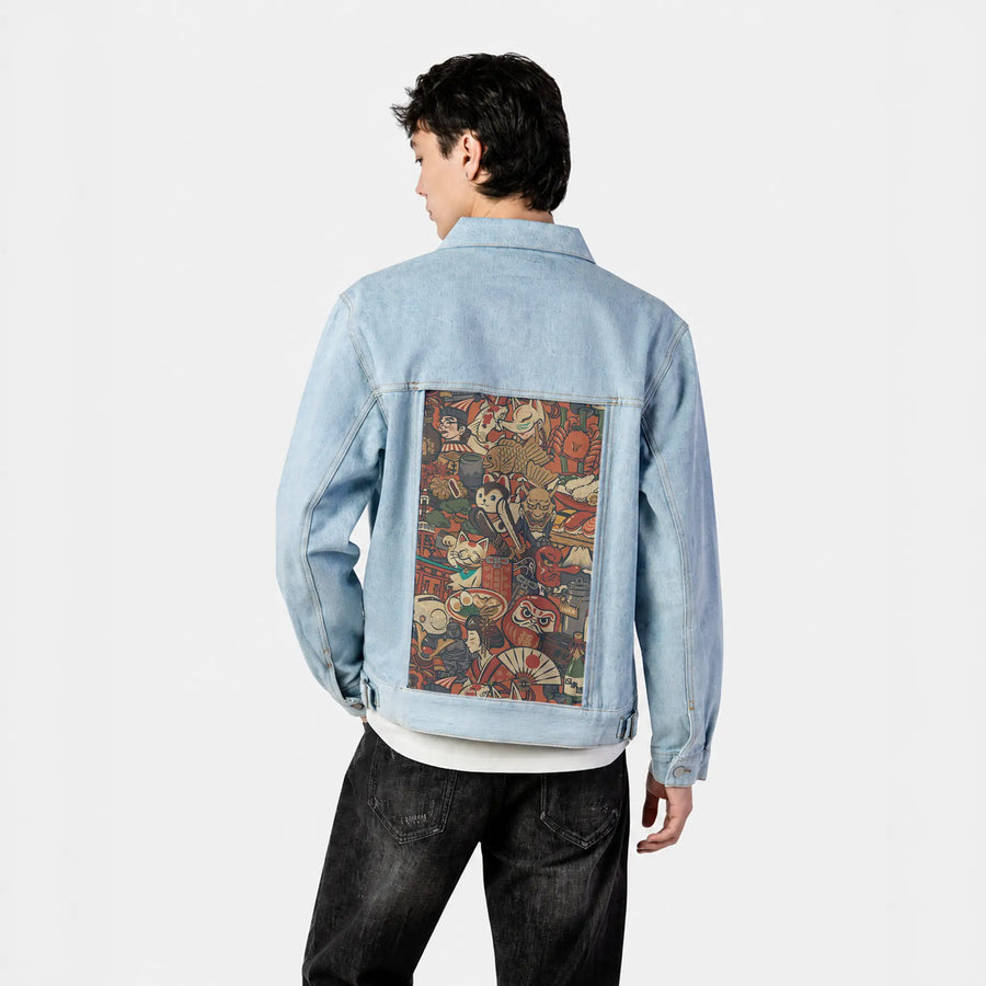 yamato patch on male og denim jacket in oceanside